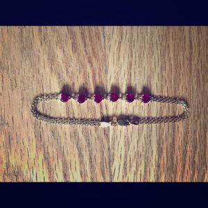 10k Gold Lab Created Heart Shaped Rubies Bracelet
